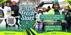 Graphic promoting Mayor Bowser's Fresh Start 5k on January 1, 2025